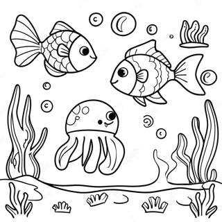 Colorful Underwater Scene Kids Coloring Page 22403-17726