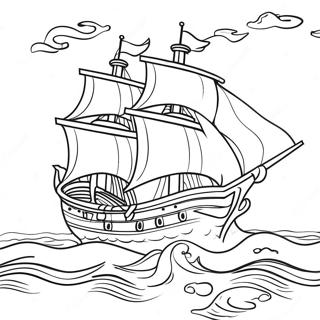 Christopher Columbus Sailing The Ocean Coloring Page 22472-17763