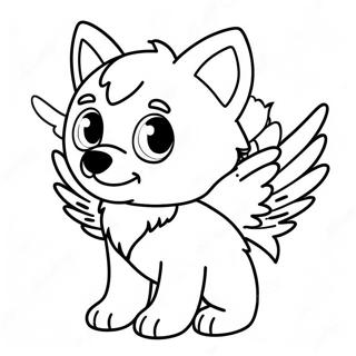 Baby Wolf With Colorful Wings Coloring Page 22482-17784