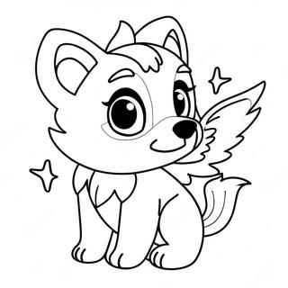 Cute Baby Wolf With Sparkling Wings Coloring Page 22483-17771