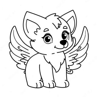 Cute Baby Wolf With Sparkling Wings Coloring Page 22483-17772