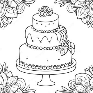 Elegant Wedding Cake Coloring Page 22512-17802