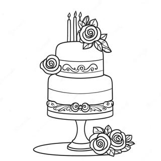 Elegant Wedding Cake Coloring Page 22512-17803