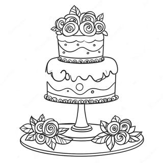 Elegant Wedding Cake Coloring Page 22512-17804