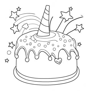 Magical Unicorn Cake With Sparkling Stars Coloring Page 2251-1797