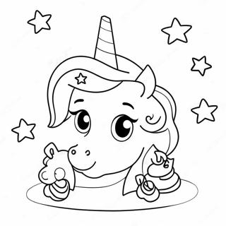 Magical Unicorn Cake With Sparkling Stars Coloring Page 2251-1798