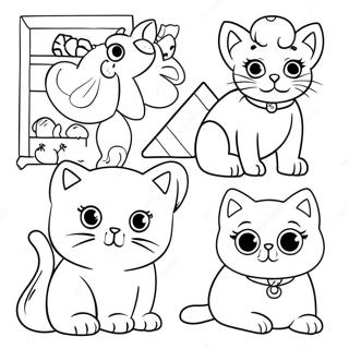 Gabby's Dollhouse Cat Characters Coloring Page 22523-17813