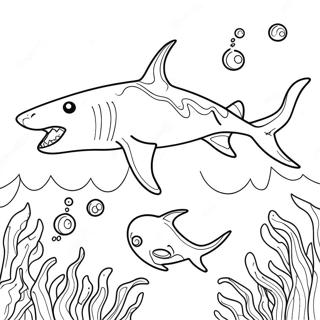 Majestic Tiger Shark In Ocean Coloring Page 22583-17866