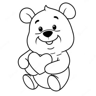 Winnie The Pooh Holding A Heart Coloring Pages