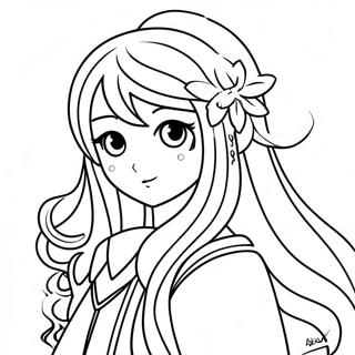 Long Hair Anime Girl Coloring Pages