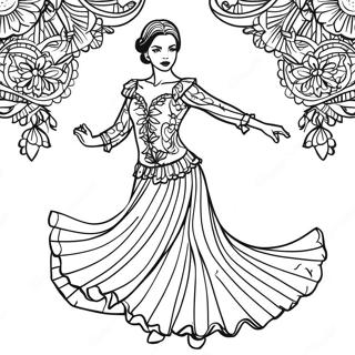 Colorful Spanish Flamenco Dancer Coloring Page 22843-18035