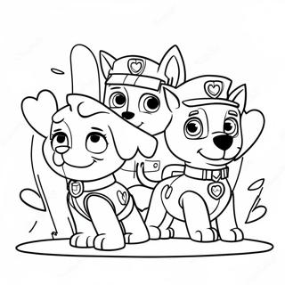 Cute Paw Patrol Characters With Hearts Coloring Page 22943-18129