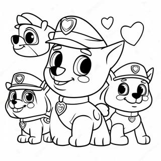 Cute Paw Patrol Characters With Hearts Coloring Page 22943-18132