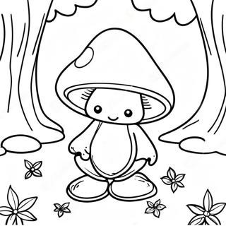 Whimsical Mushroom Gnome In The Forest Coloring Page 22963-18137