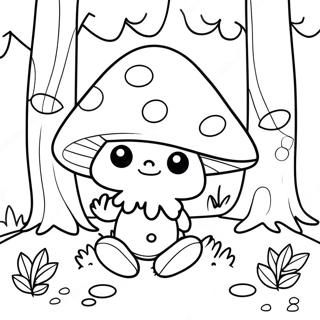 Whimsical Mushroom Gnome In The Forest Coloring Page 22963-18140