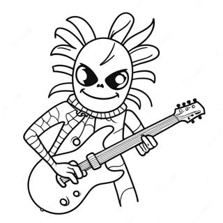 Coole Spider Punk Met Elektrische Gitaar Kleurplaat 23063-18202