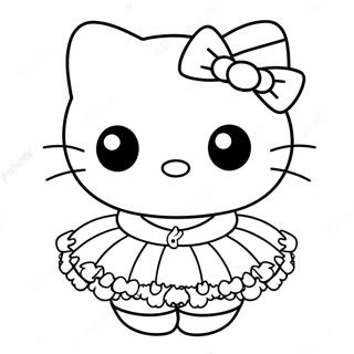 Hello Kitty Ballerina Outline Coloring Pages