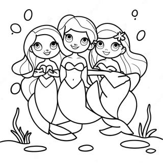 Ariel And Her Sisters Swimming Together Coloring Page 23203-18333