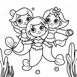 Ariel And Her Sisters Swimming Together Coloring Page 23203-18334