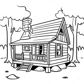 Log Cabin In The Woods Coloring Page 23212-18324