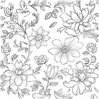 Chinoiserie Blumenmuster Ausmalbild 23322-18432