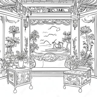 Elegante Chinoiserie Scène Kleurplaat 23323-18427