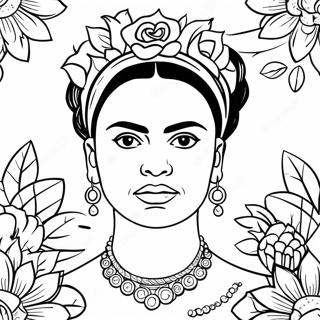 Frida Kahlo Portrait Coloring Page 2350-1871