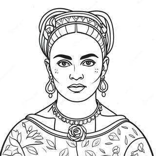 Frida Kahlo Portrait Coloring Page 2350-1872