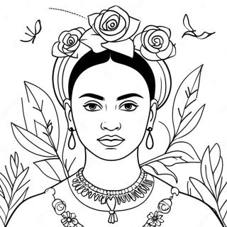 Frida Kahlo With Flowers Coloring Page 2351-1875