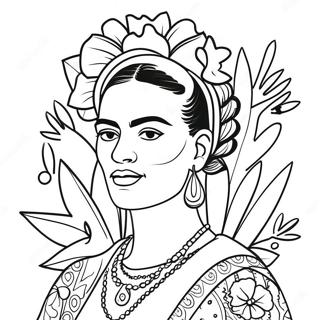 Frida Kahlo With Flowers Coloring Page 2351-1876