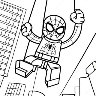 Pagini De Colorat Cu Spiderman Lego Swinging Prin Oraș 2361-1899