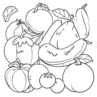 Colorful Fruits And Vegetables Coloring Page 23663-18686