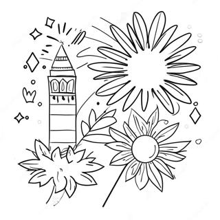 Festive New Year Fireworks Coloring Page 23723-18735