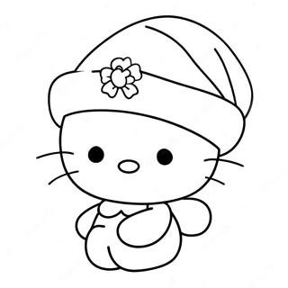 Hello Kitty I Festlig Julemandshat Farvelægningsside 23773-18774