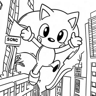 Sonic Swinging Through The City Coloring Page 23833-18831