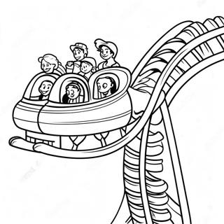 Colorful Roller Coaster In Amusement Park Coloring Page 24053-19019