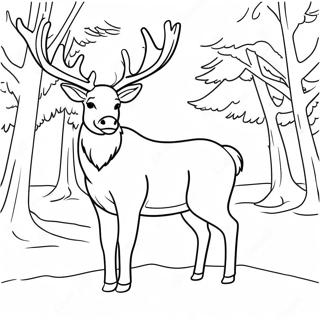 Realistic Reindeer In A Winter Wonderland Coloring Page 240-191