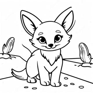 Cute Fennec Fox In Desert Coloring Page 24103-19033