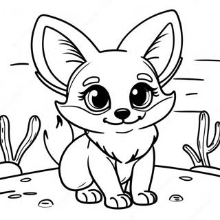 Cute Fennec Fox In Desert Coloring Page 24103-19036