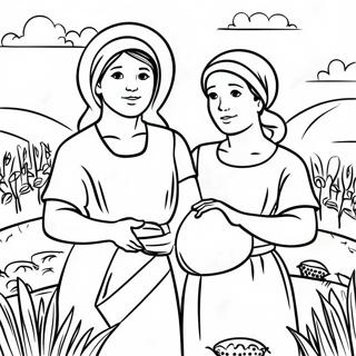 Ruth And Naomi Harvest Scene Coloring Page 24143-19069