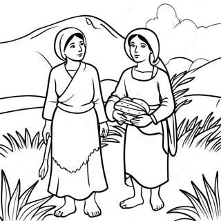 Ruth And Naomi Harvest Scene Coloring Page 24143-19070