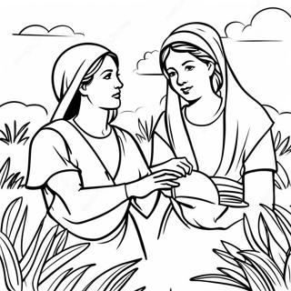 Ruth And Naomi Harvest Scene Coloring Page 24143-19072