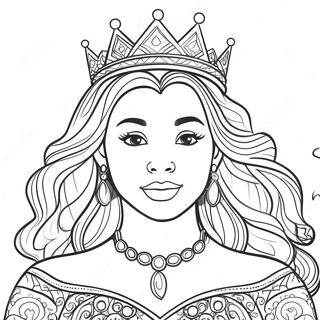 Elegant Black Princess With Crown Coloring Page 24203-19117