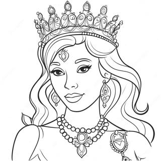 Elegant Black Princess With Crown Coloring Page 24203-19118