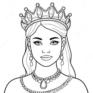 Elegant Black Princess With Crown Coloring Page 24203-19119