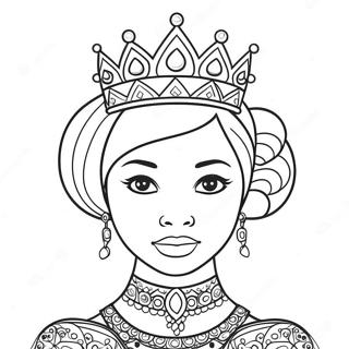 Elegant Black Princess With Crown Coloring Page 24203-19120