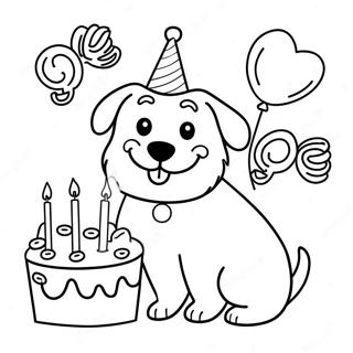 犬の誕生日 塗り絵ページ