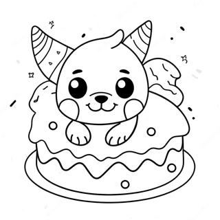 かわいい子犬の誕生日ケーキぬりえページ 24283-19184