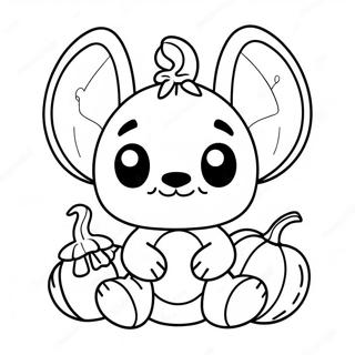 Cute Halloween Stitch With Pumpkin Coloring Page 2441-1946