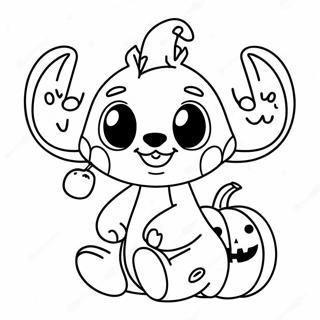 Cute Halloween Stitch With Pumpkin Coloring Page 2441-1947